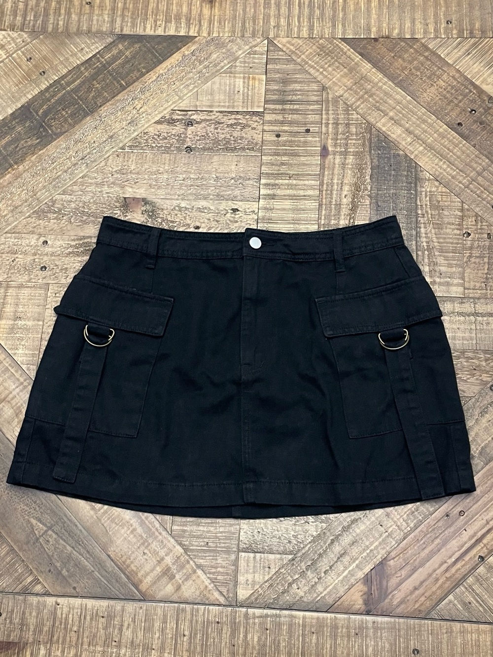 Cider Black Mini Skirt with Cargo Pockets